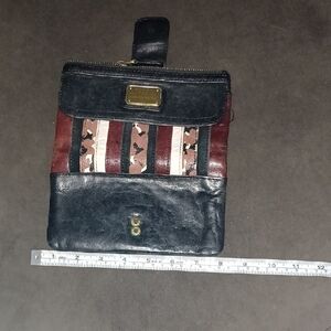 VINTAGE WOMEN'S BROWN PATCHWORK WALLET "FOSSIL